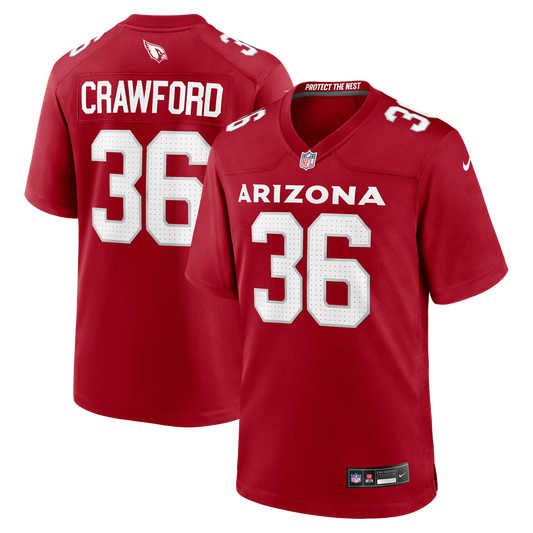 Men's Arizona Cardinals Kitan Crawford Nike  Cardinal Team Game Jersey - Image 1