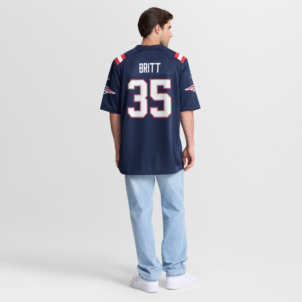 Men's New England Patriots K.J. Britt Nike Navy Team Game Jersey - Image 4