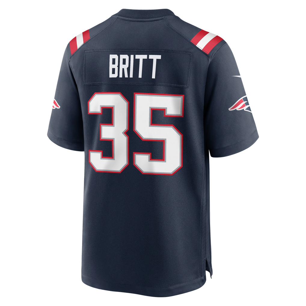 Men's New England Patriots K.J. Britt Nike Navy Team Game Jersey - Image 6