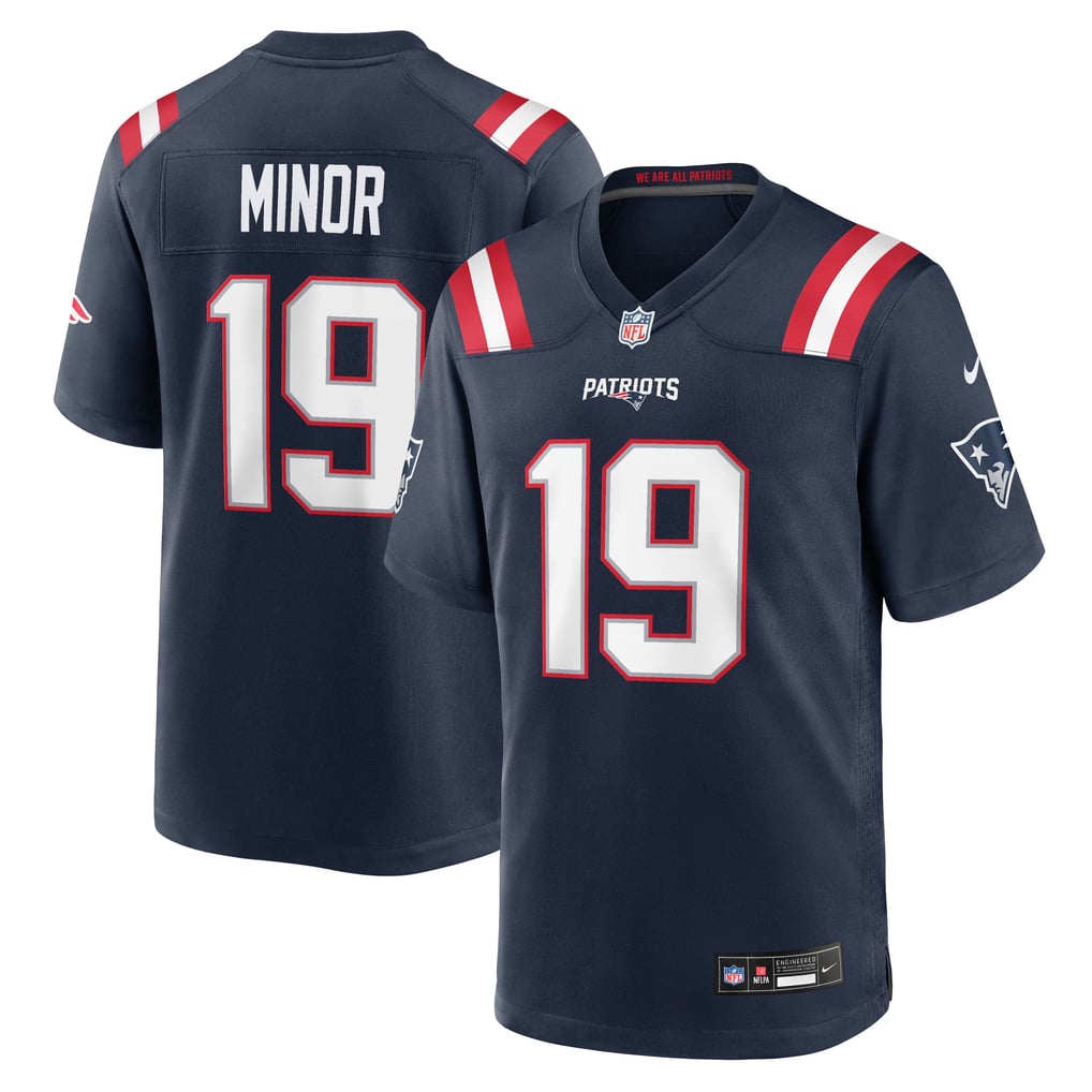 Men's New England Patriots Kobee Minor Nike Navy Team Game Jersey - Image 2