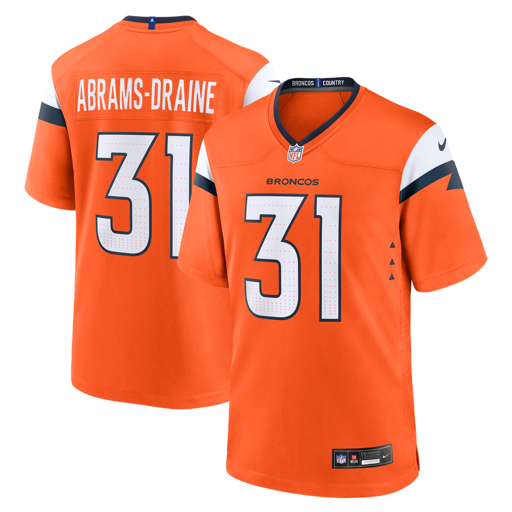 Men's Denver Broncos Kris Abrams-Draine Nike  Orange Team Game Jersey - Image 2
