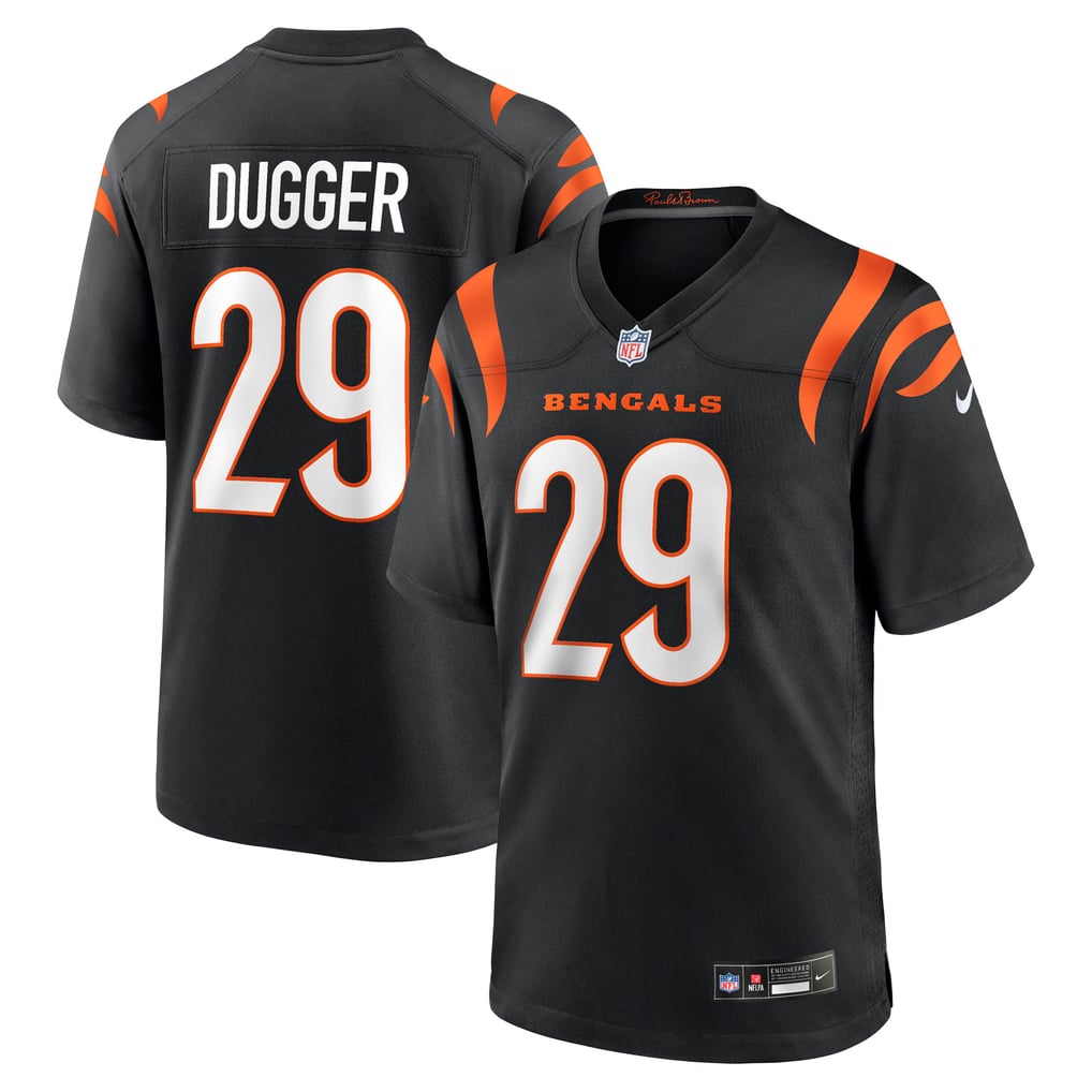 Men's Cincinnati Bengals Kyle Dugger Nike Black Team Game Jersey - Image 1