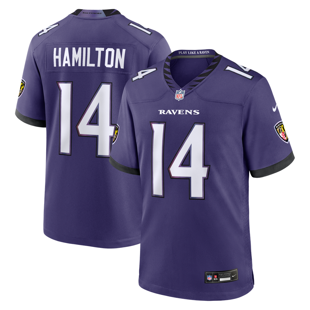 Men's Baltimore Ravens Kyle Hamilton Nike Purple Team Game Jersey