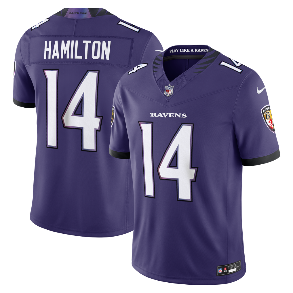 Men's Baltimore Ravens Kyle Hamilton Nike Purple Team Vapor F.U.S.E. Stitched Limited Jersey