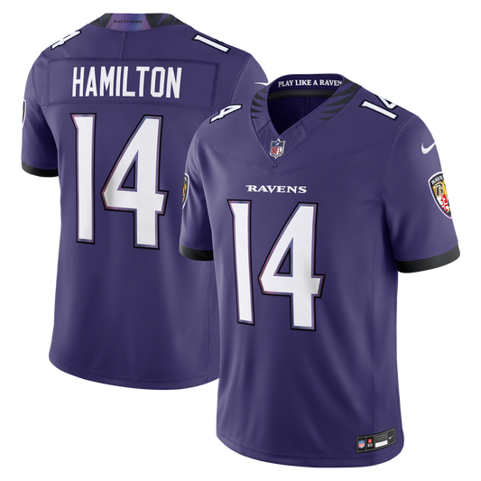 Men's Baltimore Ravens Kyle Hamilton Nike Purple Team Vapor F.U.S.E. Stitched Limited Jersey