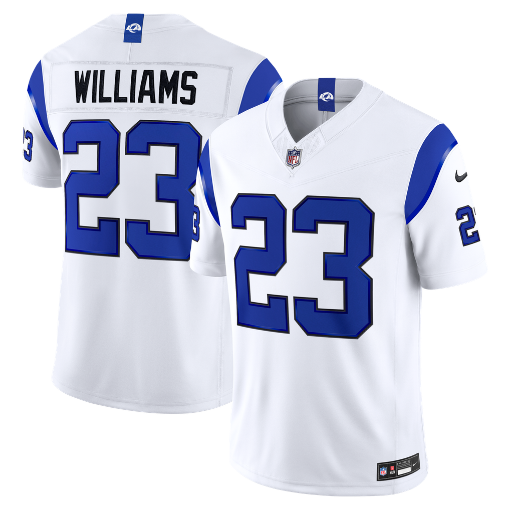 Men's Los Angeles Rams Kyren Williams Nike Fearsome White Vapor F.U.S.E. Stitched Limited Jersey - Image 2