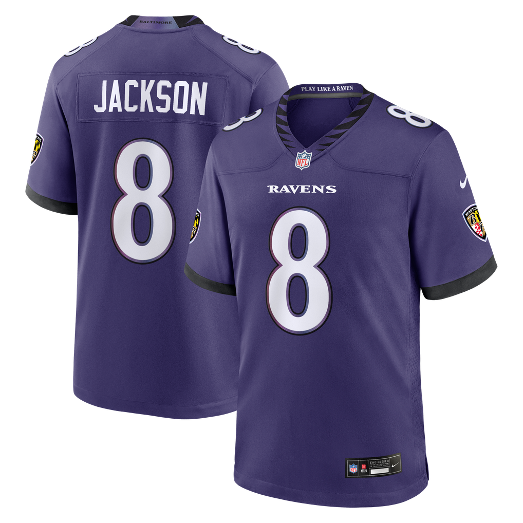 Men's Baltimore Ravens Lamar Jackson Nike Purple Team Game Jersey