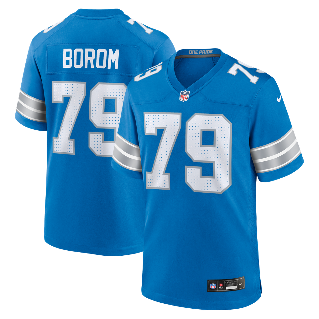 Men's Detroit Lions Larry Borom Nike  Blue Team Game Jersey - Image 2