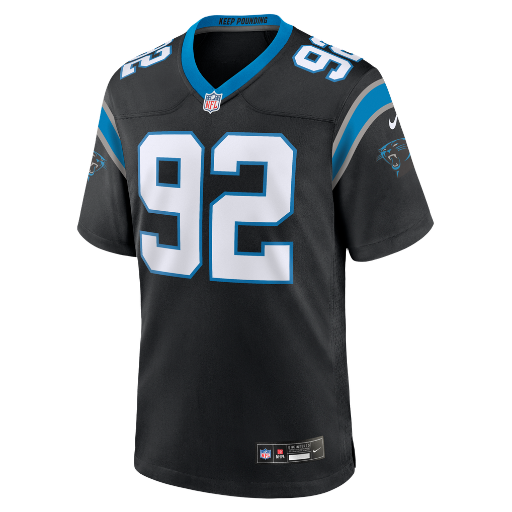 Men's Carolina Panthers Lee Hunter Nike Black Team Game Jersey - Image 3