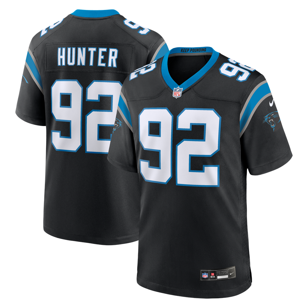 Men's Carolina Panthers Lee Hunter Nike Black Team Game Jersey - Image 1