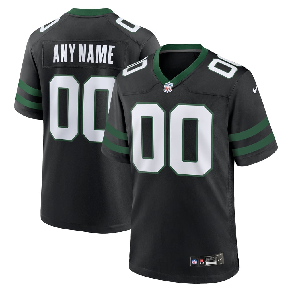 Men's New York Jets  Nike Legacy Black Alternate Custom Game Jersey - Image 1