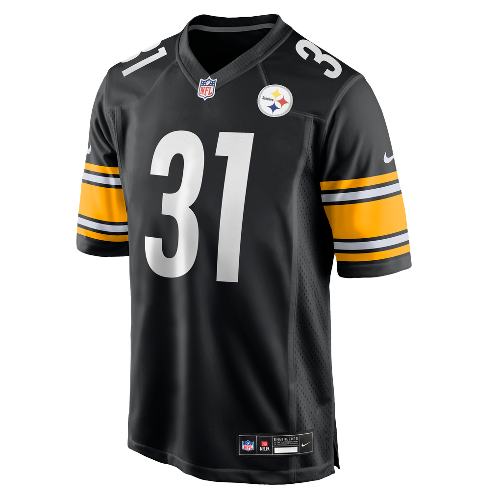 Men's Pittsburgh Steelers Lew Nichols III Nike Black Team Game Jersey - Image 6