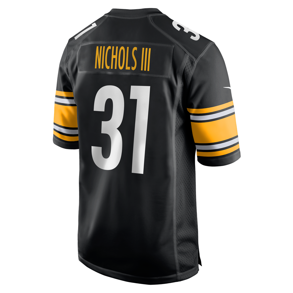 Men's Pittsburgh Steelers Lew Nichols III Nike Black Team Game Jersey - Image 7