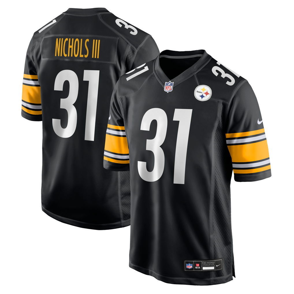 Men's Pittsburgh Steelers Lew Nichols III Nike Black Team Game Jersey - Image 1