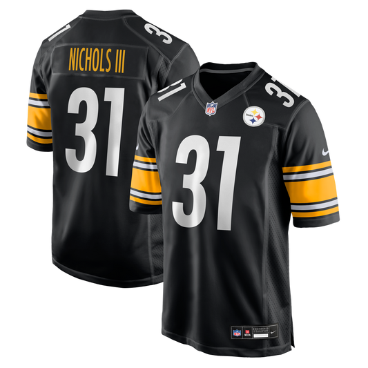 Men's Pittsburgh Steelers Lew Nichols III Nike Black Team Game Jersey - Image 1