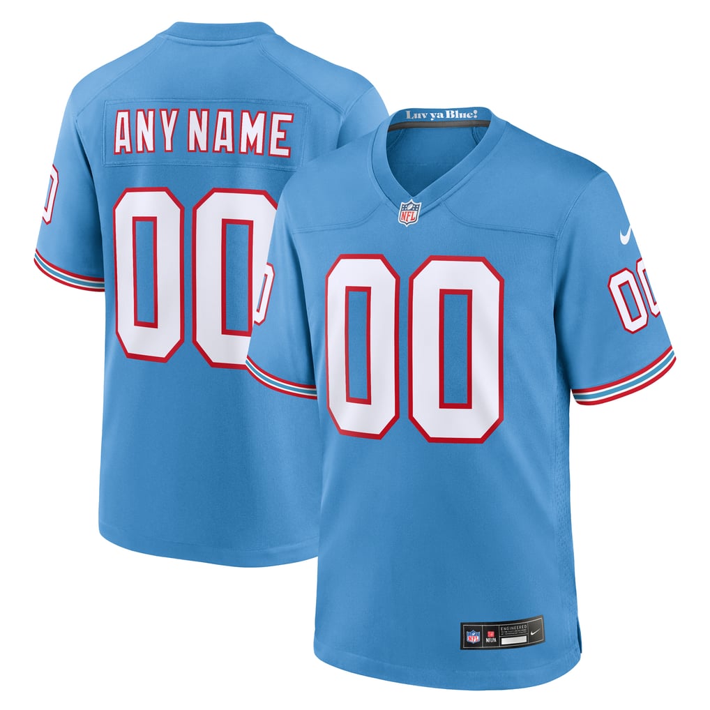 Men's Tennessee Titans Nike Light Blue Oilers Throwback Custom Game Jersey - Image 2