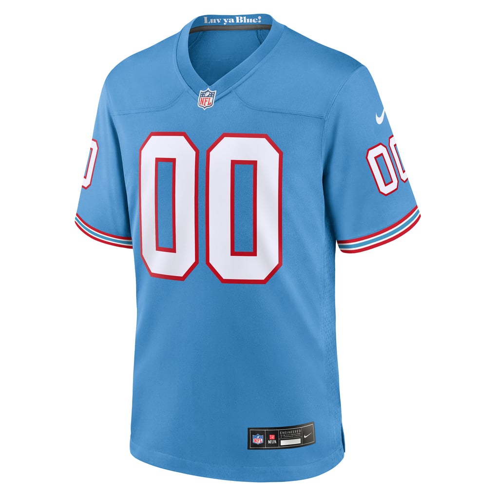 Men's Tennessee Titans Nike Light Blue Oilers Throwback Custom Game Jersey - Image 3
