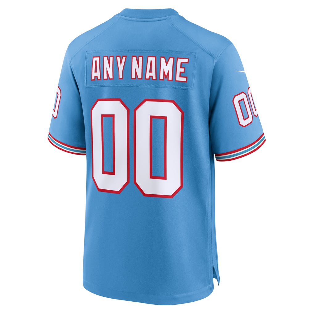 Men's Tennessee Titans Nike Light Blue Oilers Throwback Custom Game Jersey - Image 4