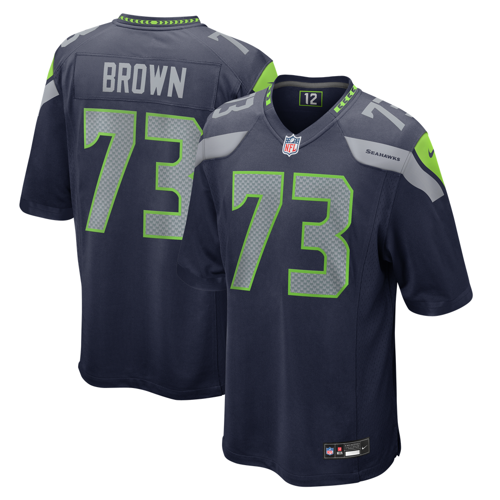 Men's Seattle Seahawks Logan Brown Nike College Navy Team Game Jersey - Image 2