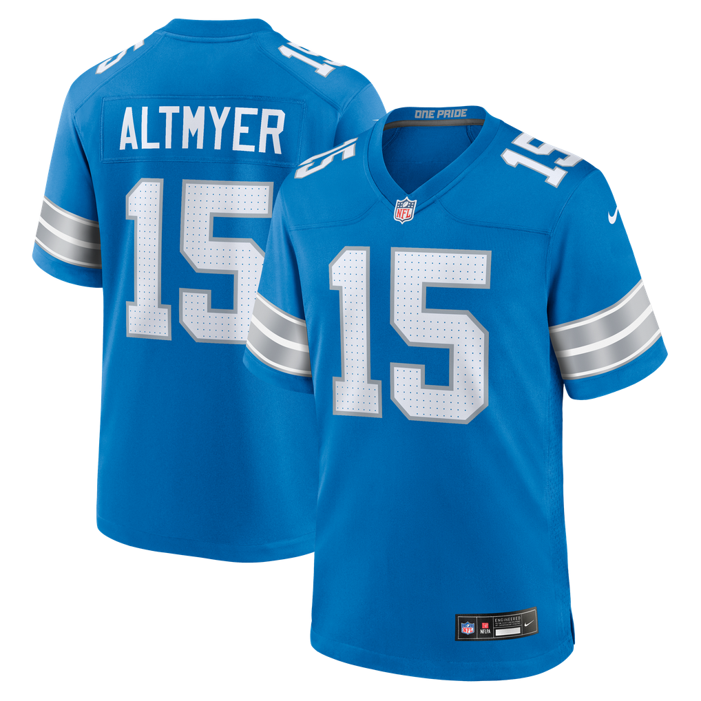Men's Detroit Lions Luke Altmyer Nike Blue Team Game Jersey - Image 2