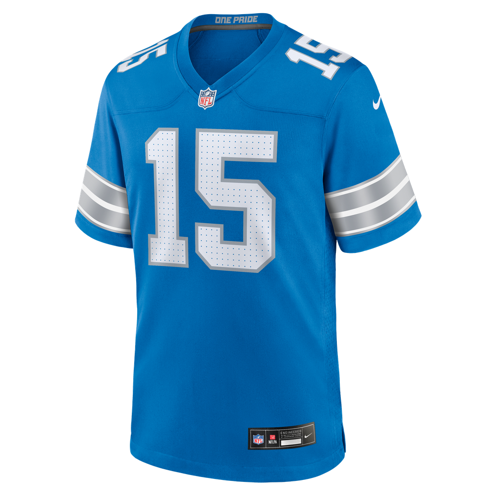 Men's Detroit Lions Luke Altmyer Nike Blue Team Game Jersey - Image 5