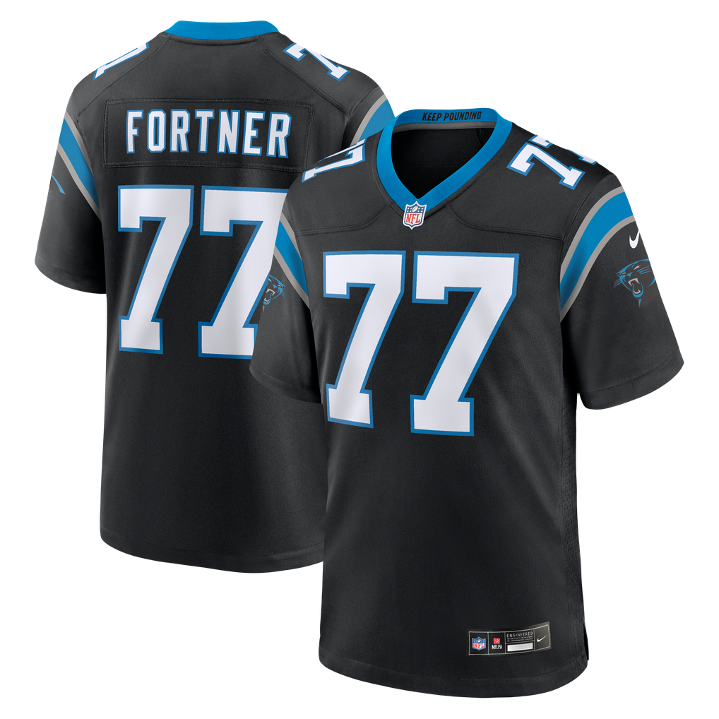 Men's Carolina Panthers Luke Fortner Nike Black Team Game Jersey - Image 2