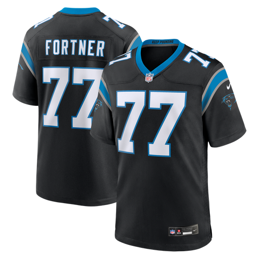 Men's Carolina Panthers Luke Fortner Nike Black Team Game Jersey - Image 1