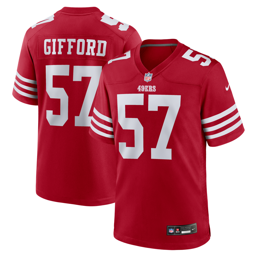 Men's San Francisco 49ers Luke Gifford Nike  Scarlet Team Game Jersey - Image 2