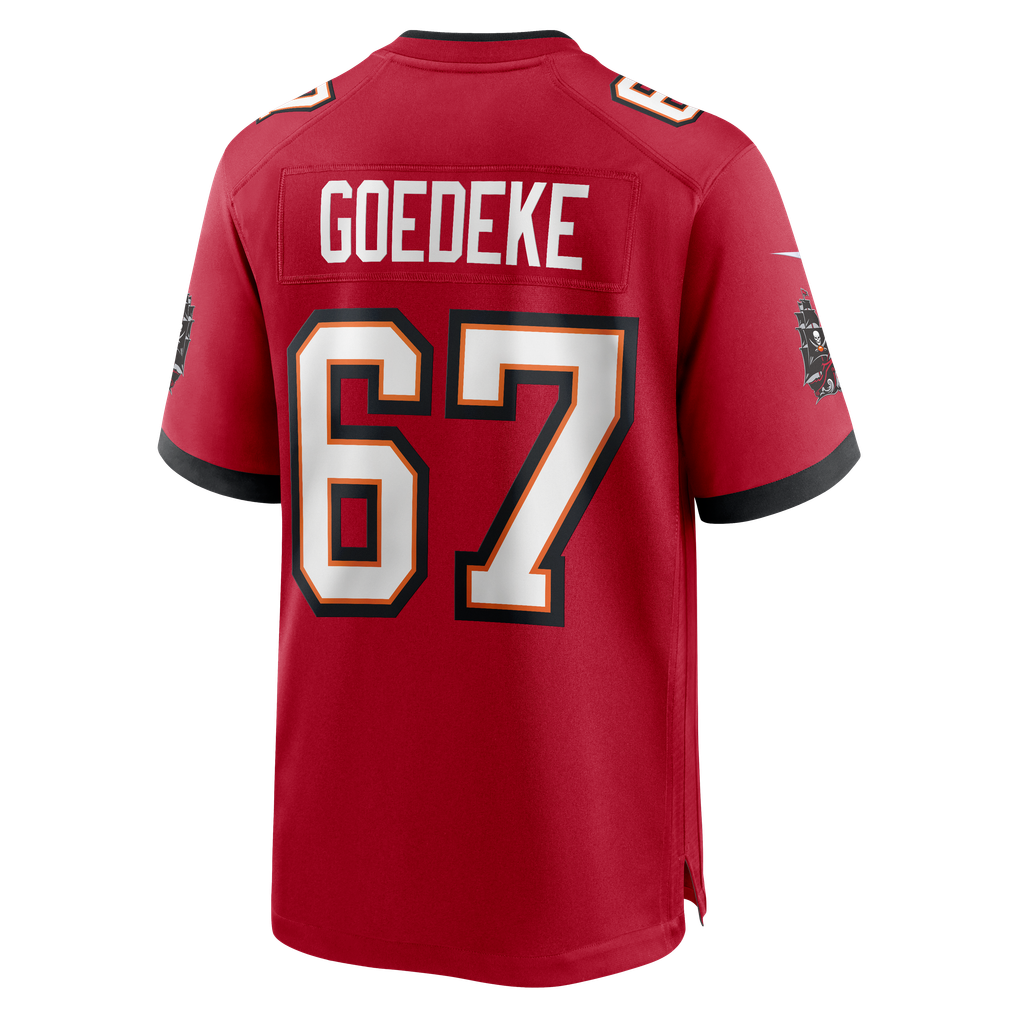 Men's Tampa Bay Buccaneers Luke Goedeke Nike Red Game Player Jersey - Image 4