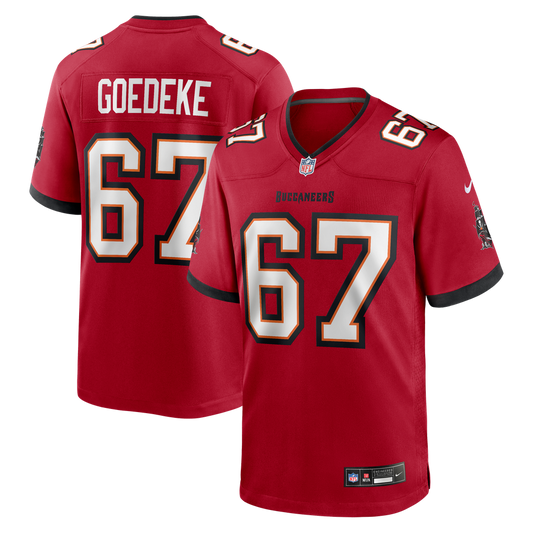 Men's Tampa Bay Buccaneers Luke Goedeke Nike Red Game Player Jersey - Image 1