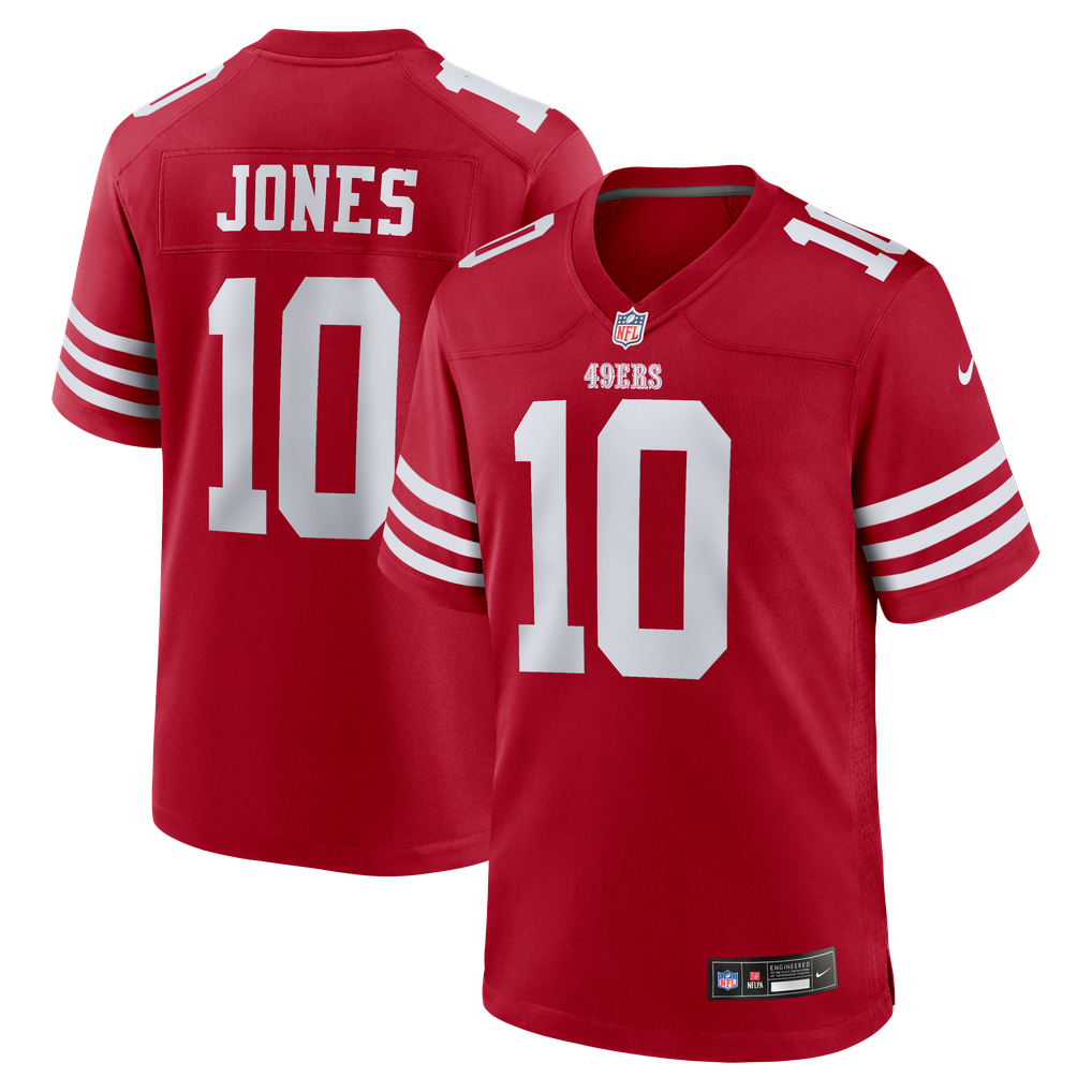 Men's San Francisco 49ers Mac Jones Nike  Scarlet Team Game Jersey - Image 2