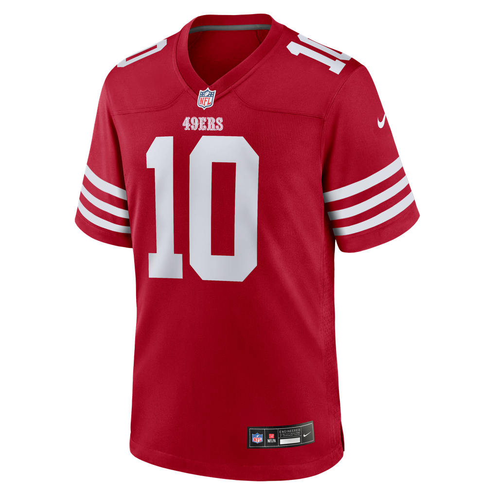 Men's San Francisco 49ers Mac Jones Nike  Scarlet Team Game Jersey - Image 3