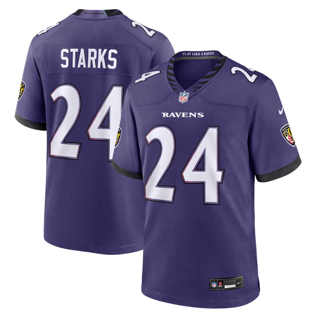 Men's Baltimore Ravens Malaki Starks Nike Purple Team Game Jersey
