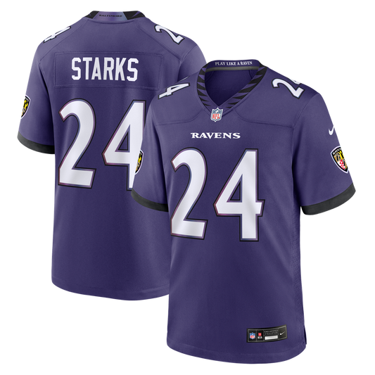 Men's Baltimore Ravens Malaki Starks Nike Purple Team Game Jersey