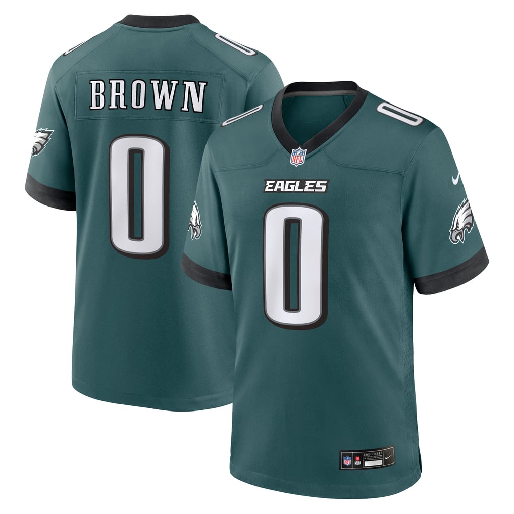 Men's Philadelphia Eagles Marquise Brown Nike  Midnight Green Team Game Jersey - Image 2