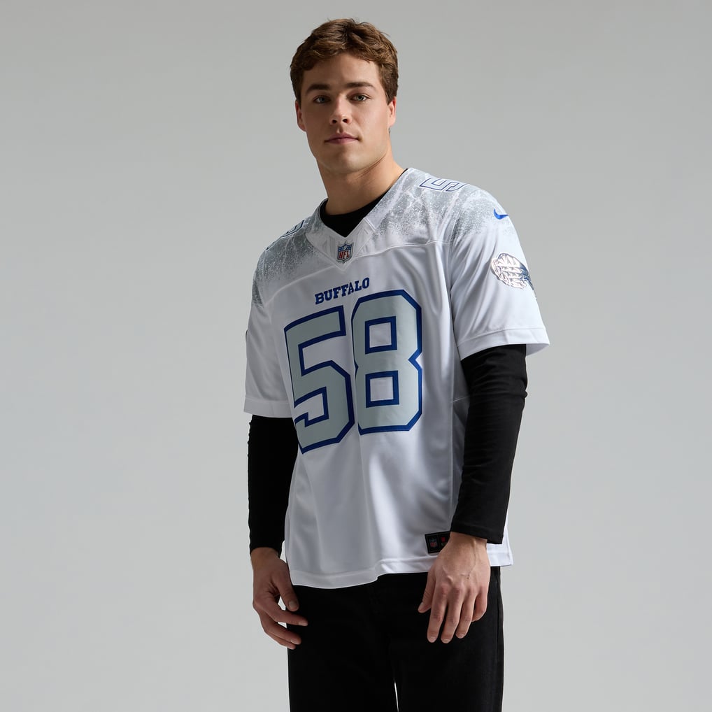 Men's Buffalo Bills Matt Milano Nike White Rivalries Collection Stitched Limited Jersey - Image 7