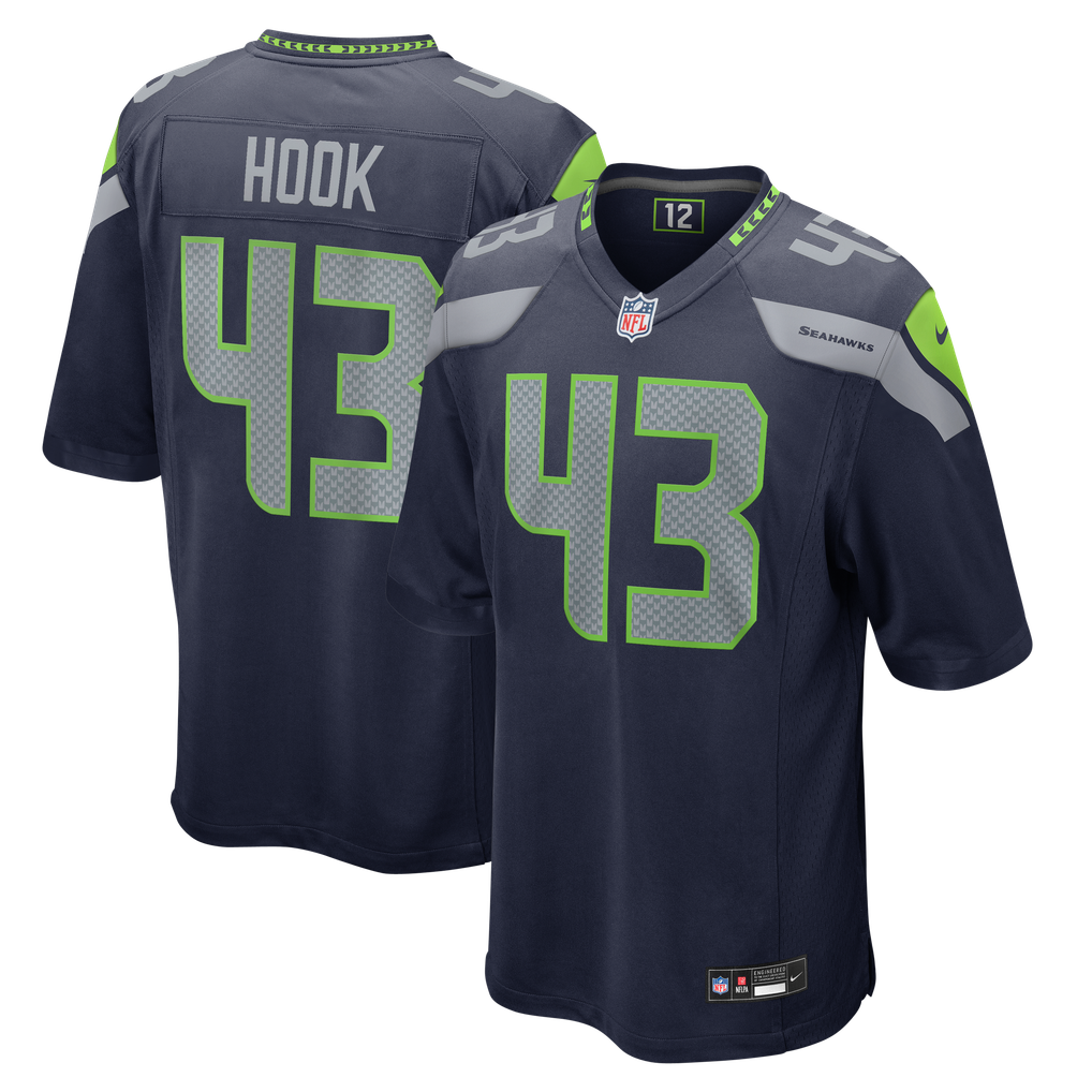 Men's Seattle Seahawks Maxen Hook Nike College Navy Team Game Jersey - Image 2