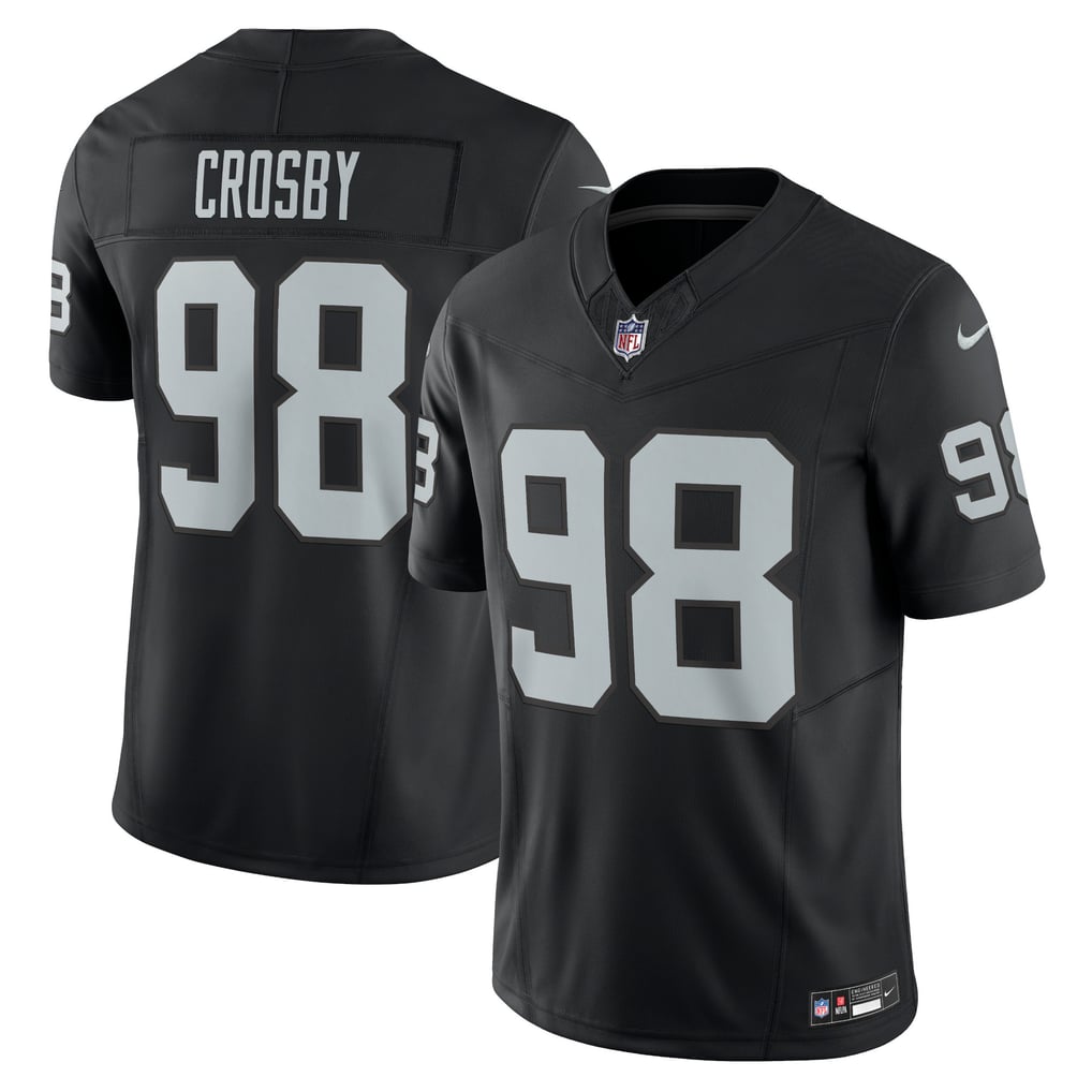 Men's Las Vegas Raiders Maxx Crosby Nike Black Vapor F.U.S.E. Limited Jersey - Image 2