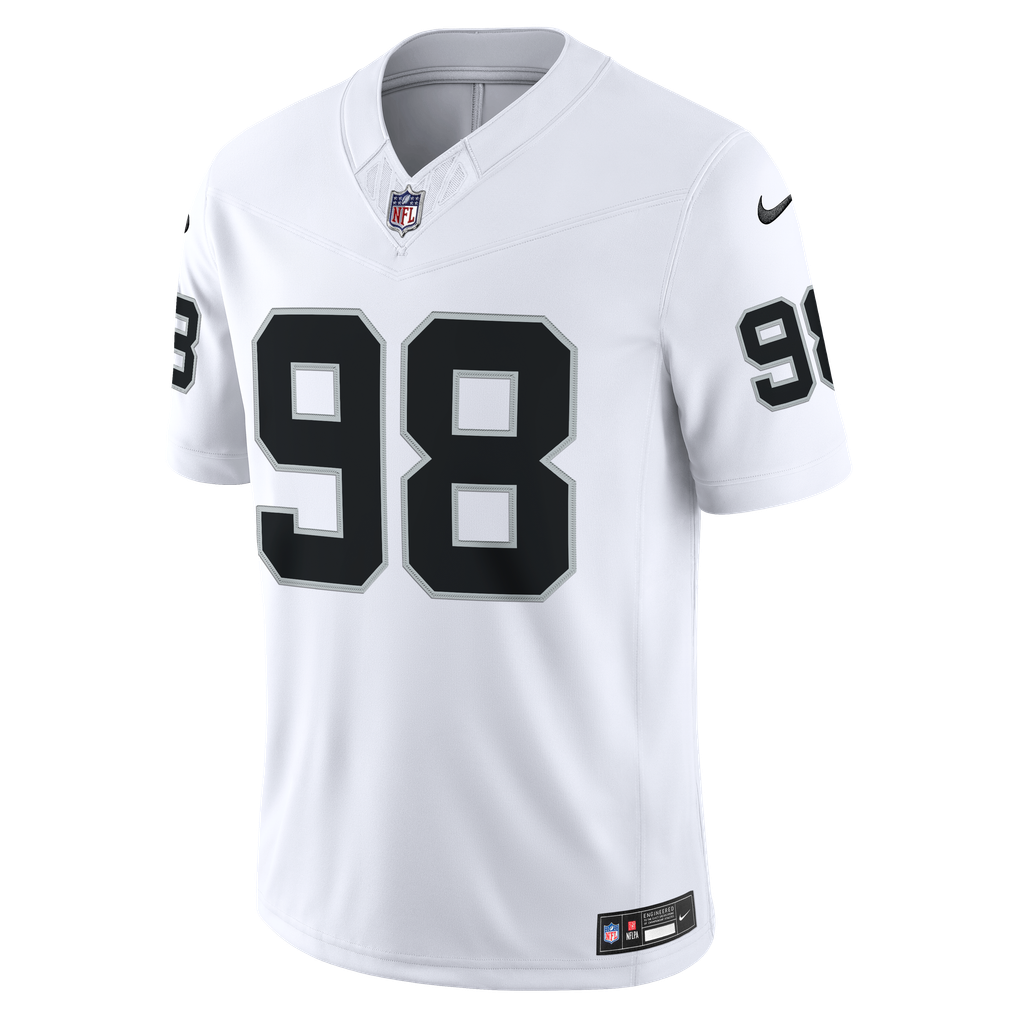 Men's Las Vegas Raiders Maxx Crosby Nike White Vapor F.U.S.E. Stitched Limited Jersey - Image 3