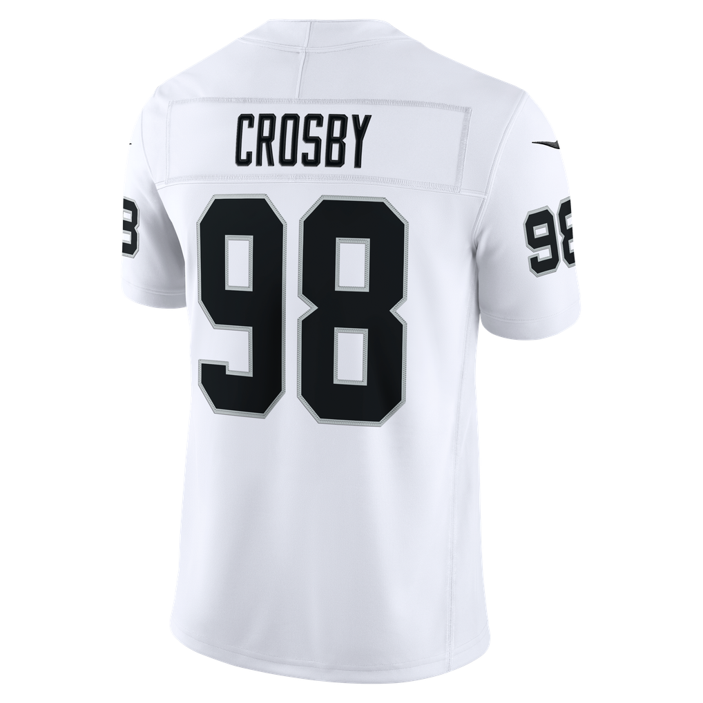 Men's Las Vegas Raiders Maxx Crosby Nike White Vapor F.U.S.E. Stitched Limited Jersey - Image 4