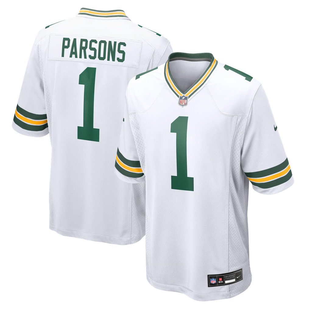 Men's Green Bay Packers Micah Parsons Nike White Game Player Jersey - Image 1