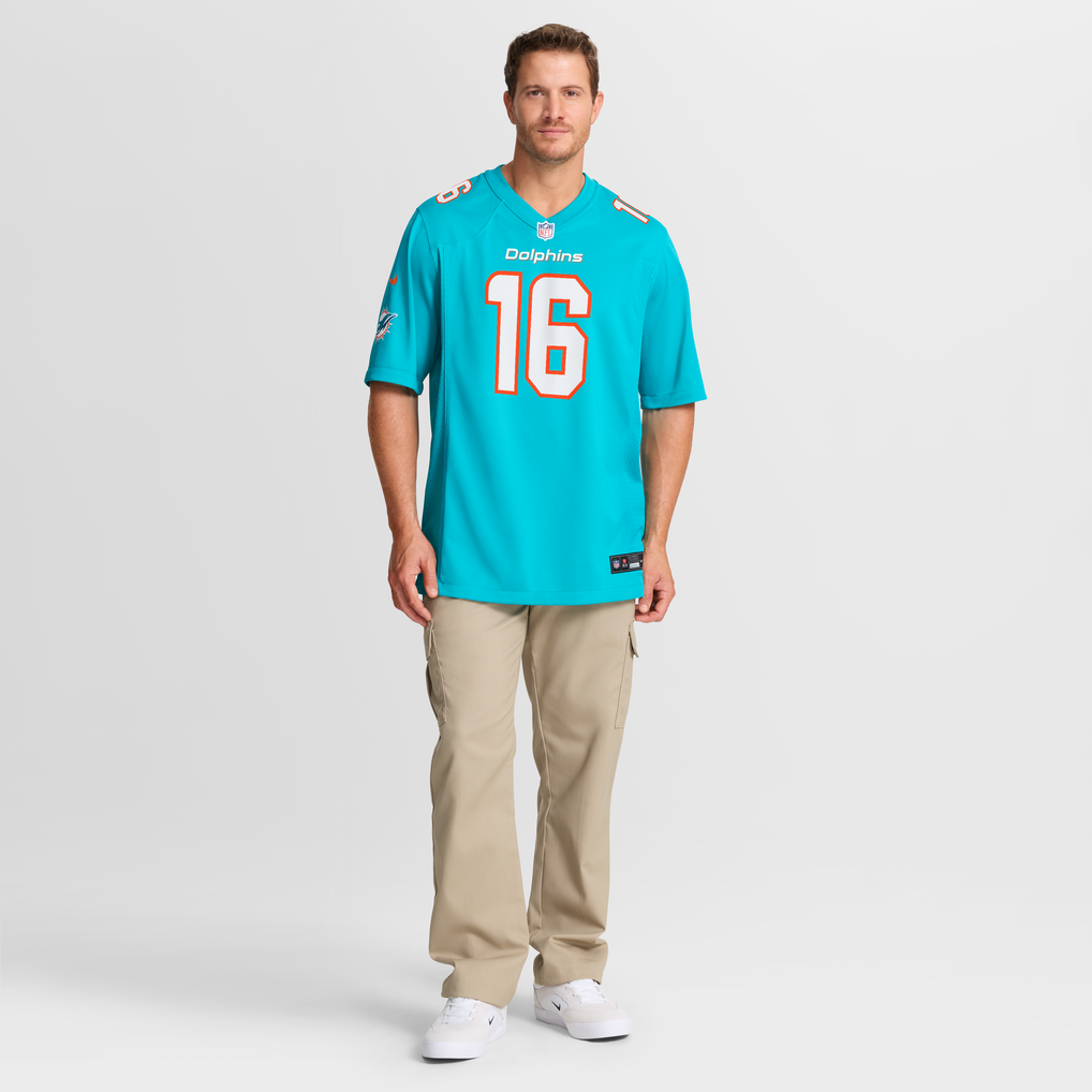Men's Miami Dolphins Michael Taaffe Nike Aqua Team Game Jersey - Image 3
