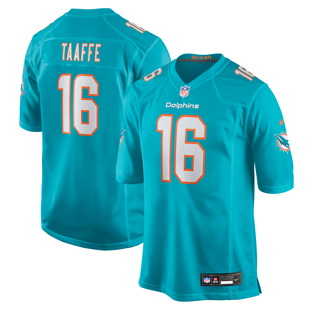 Men's Miami Dolphins Michael Taaffe Nike Aqua Team Game Jersey - Image 1