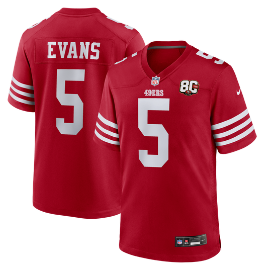 Men's San Francisco 49ers Mike Evans Nike Scarlet 80th Anniversary Game Jersey - Image 1