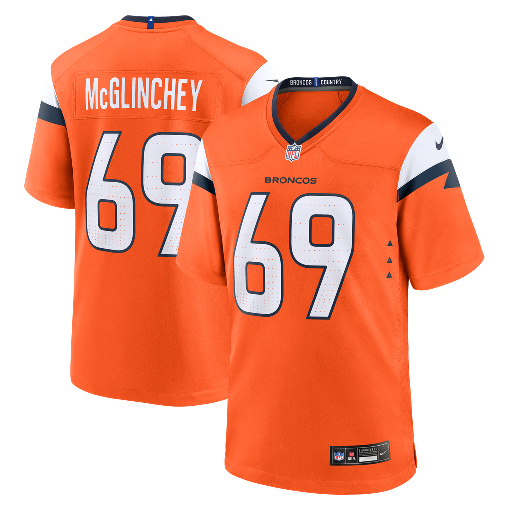 Men's Denver Broncos Mike McGlinchey Nike  Orange Team Game Jersey - Image 2