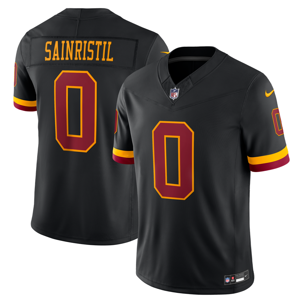 Men's Washington Commanders Mike Sainristil Nike Black Alternate Vapor F.U.S.E. Stitched Limited Jersey - Image 2
