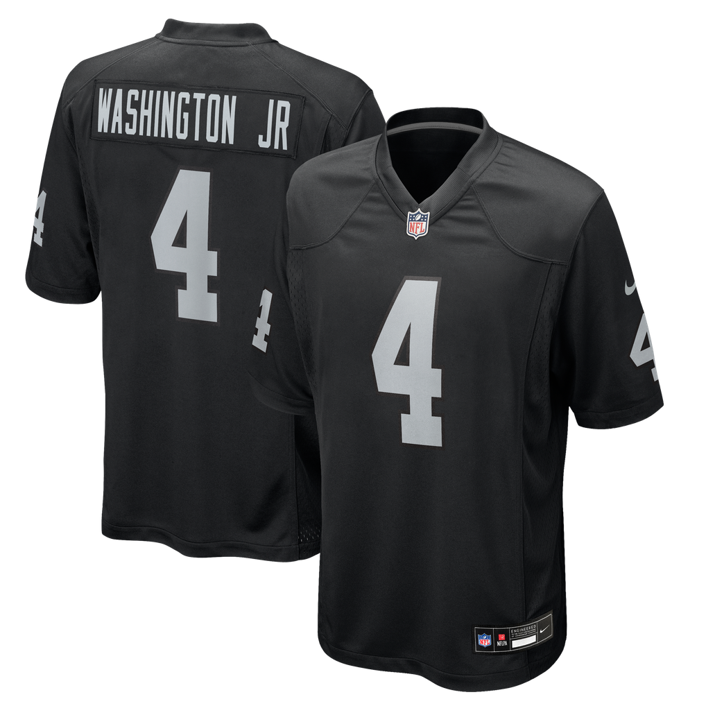 Men's Las Vegas Raiders Mike Washington Jr. Nike Black Team Game Jersey - Image 2