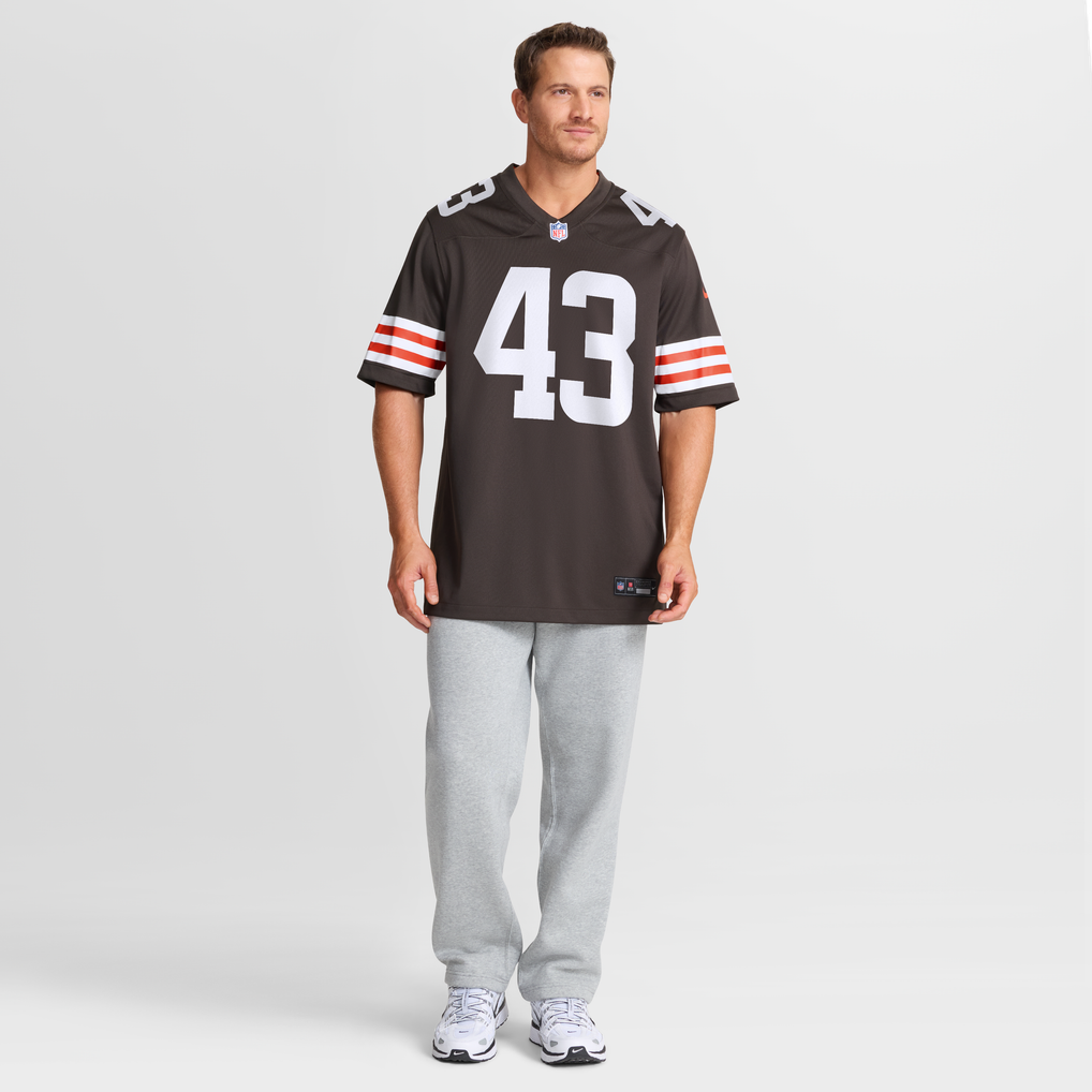 Men's Cleveland Browns Mohamoud Diabate Nike Brown Team Game Jersey - Image 8