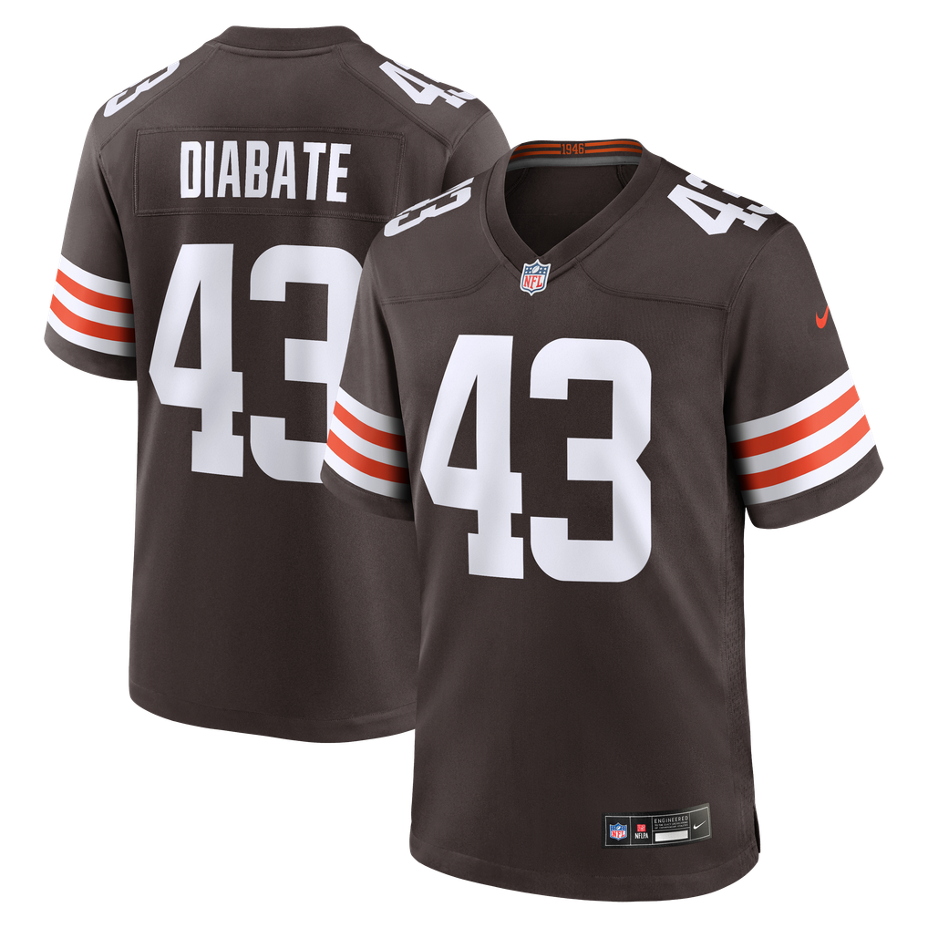 Men's Cleveland Browns Mohamoud Diabate Nike Brown Team Game Jersey - Image 2