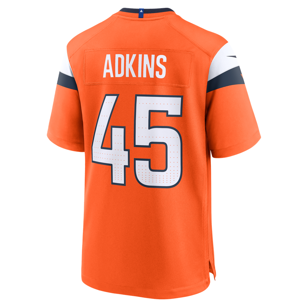 Men's Denver Broncos Nate Adkins Nike  Orange Team Game Jersey - Image 4